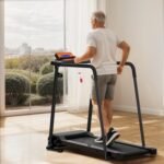 Elderly Rehabilitation Treadmill With Long Armrests LCD Display 300 Lbs Weight Capacity 3 Control Modes Cup Holder 0.5 To 7.5 MPH Speed Safety Key Easy-Move Wheels - Image 5