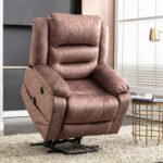 Electric Power Lift Recliner Chair Sofa With Massage And Heat For Elderly 2 Side Pockets USB Ports Single Recliner Chairs For Living Room Overstuffed Breathable Fabric Reclining - Image 7