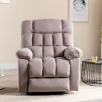 Electric Power Lift Recliner Chair Sofa With Massage And Heat For Elderly 2 Side Pockets USB Ports Single Recliner Chairs For Living Room Overstuffed Breathable Fabric Reclining - Image 4