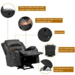 Electric Power Lift Recliner Chair Sofa With Massage And Heat For Elderly 2 Side Pockets USB Ports Single Recliner Chairs For Living Room Overstuffed Breathable Fabric Reclining - Image 2