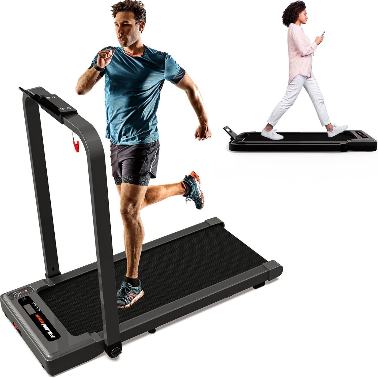 83ba333f-f307-4686-8bdf-37ff930d223b.jpg Walking Machine Under Desk Treadmill With Armrests 2.5 HP Foldable 300 Lbs Weight Capacity 15 Wide Running Belt Remote Control LED Display Suitable For Home And Office 12 Preset Programs - Image 1