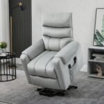 HOMCOM Vibration Massage Rise And Recliner Chair, Electric Power Lift Recliner With Remote Control And Side Pockets, Grey