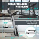 Compact Folding Treadmill For Home - 2.5HP Quiet Brushless Motor, 3-Level Incline, 7.5 MPH, Shock Absorption, Space-Saving Design For Running, Walking - Treadmill For Small Spaces & Home Use - Image 5