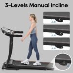 NEW Home Folding Treadmill With Pulse Sensor, 2.5 HP Quiet Brushless Motor , 7.5 MPH, 300LBS Weight Capacity Walking Jogging Machine With 3 Level Incline 12 Preset Programs For Home Gym - Image 8
