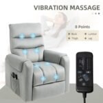 HOMCOM Vibration Massage Rise And Recliner Chair, Electric Power Lift Recliner With Remote Control And Side Pockets, Grey - Image 3
