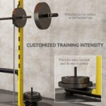 Squat Rack With Pull Up Bar And Barbell Bar Adjustable Bench Press Multi-Function Weight Lifting Half Rack, Yellow - Image 4