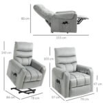 HOMCOM Vibration Massage Rise And Recliner Chair, Electric Power Lift Recliner With Remote Control And Side Pockets, Grey - Image 2